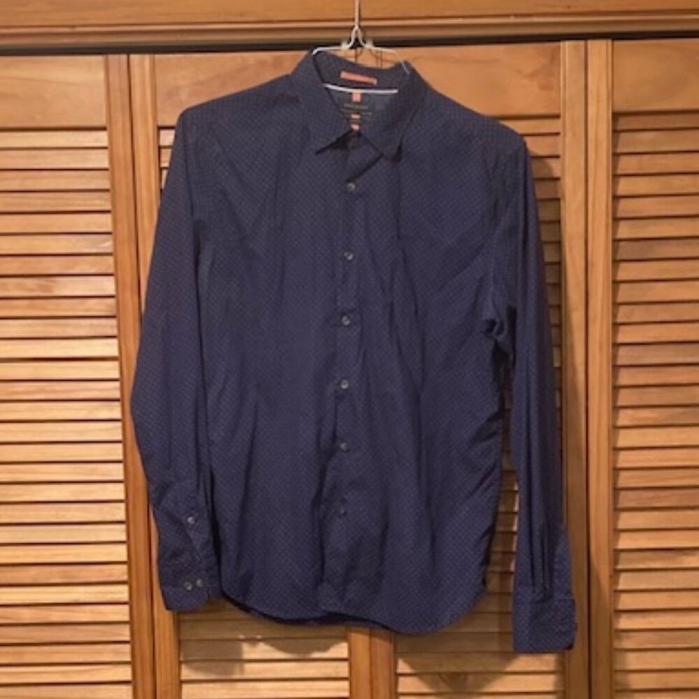 Men's Denim & Flower Long Sleeve Button Up Shirt Med Pre-Owned